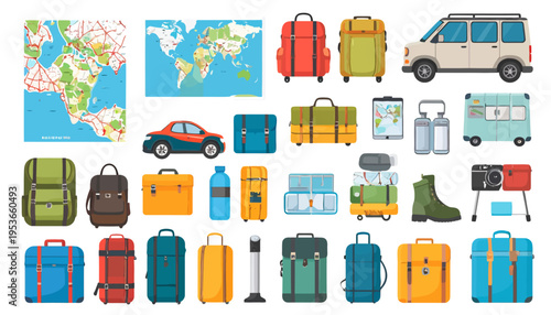 Collection of various travel luggage.