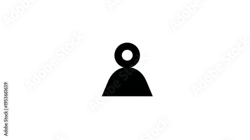 Simple Black Person Icon Silhouette on White Background, Generic User Profile Avatar Symbol for Web and UI Design