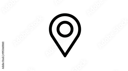 GPS location map pin icon in black outline. Vector symbol for navigation, destination, and place marking on white background.