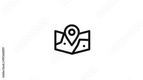 Simple Vector Icon of a Map with a Pin Marker for Location, Navigation, and Travel Concepts