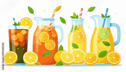 Four Pitchers and Glass of Lemonade.