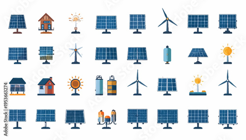 Renewable Energy Solar Panels Wind Turbines.