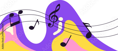 Abstract music note frame corner illustration. Jazz day, music concert, event promotion vector isolated