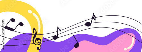 Abstract music note frame corner illustration. Jazz day, music concert, event promotion vector isolated