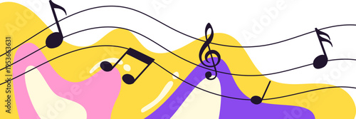 Abstract music note frame corner illustration. Jazz day, music concert, event promotion vector isolated