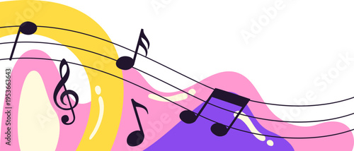 Abstract music note frame corner illustration. Jazz day, music concert, event promotion vector isolated