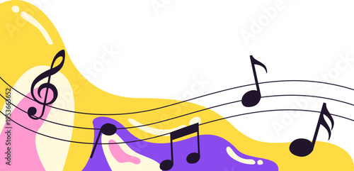Abstract music note frame corner illustration. Jazz day, music concert, event promotion vector isolated