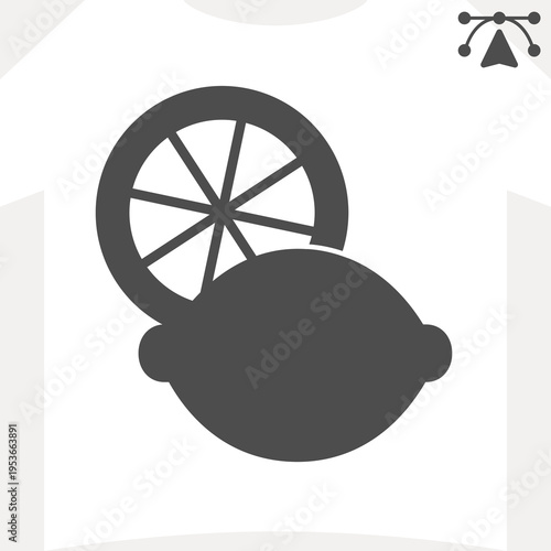 Lemon solid icon, citrus fruit concept. Vector graphics. Whole and half lemon with wedges sign and editable stroke, glyph style icon for mobile or web design.