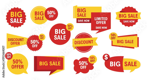 Collection of big sale stickers.