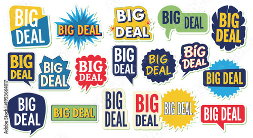 Colorful big deal speech bubbles.