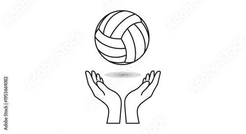 Hands catching a volleyball in air.