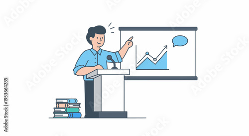 Man giving a business presentation speech.