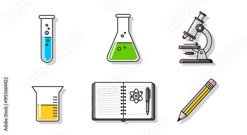 Science education laboratory equipment icons 1.