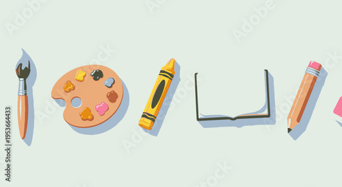 School supplies on a table top 6.