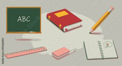 School supplies on a table 4.