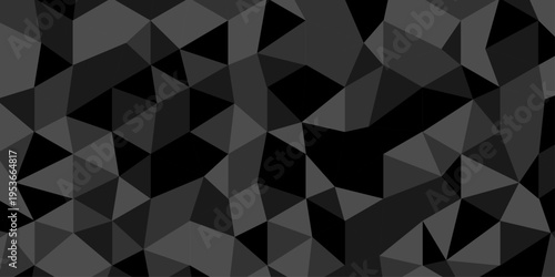 Vector black and gray overlapping polygon square texture. Seamless geometric pattern triangle shapes low polygon backdrop background. Abstract line poly background.