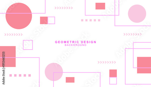 赤色の丸と四角などで組み合わせた幾何学的な背景素材