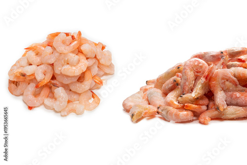 Frozen shrimps background. Top view.