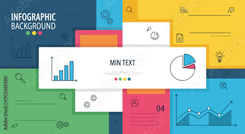 A colorful infographic design with charts, icons, and text elements