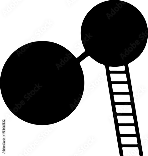 Ladder Leaning Against Planet silhouette vector illustration