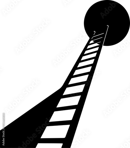 Ladder Leaning Against Planet silhouette vector illustration