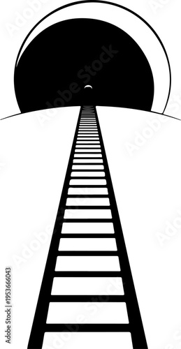 Ladder Leaning Against Planet silhouette vector illustration