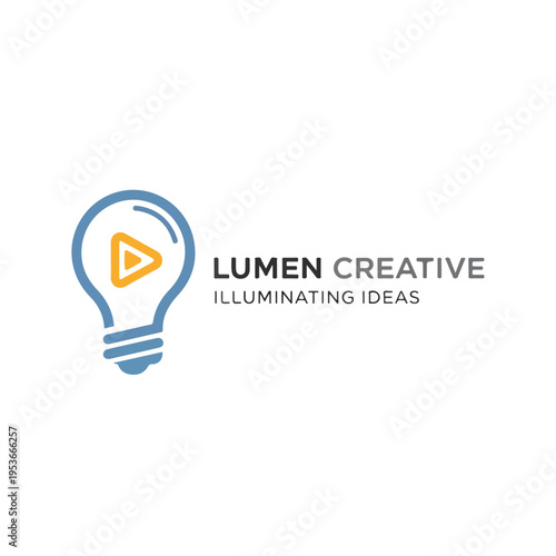 A creative logo featuring a lightbulb with a play button inside