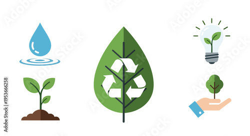 Green leaf recycling symbol eco friendly.
