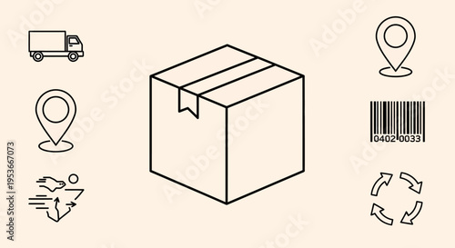 Parcel package delivery box icon.