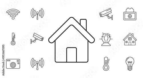 Smart home technology control system icons.