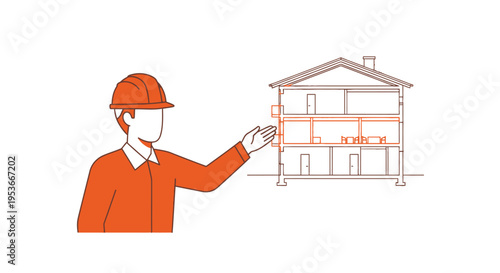 Man in hard hat holding house.