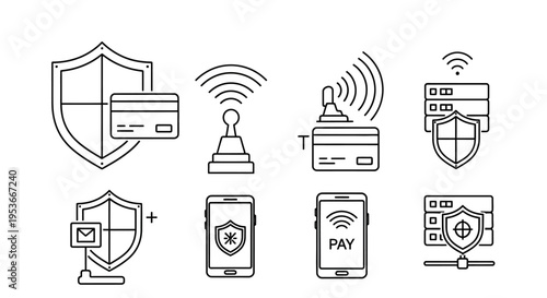 Mobile Payment Security Icons Set.