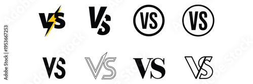 Versus VS logo icon set, vector illustrations of competitive matchup symbols, including “VS” in bold and stylish designs, suitable for sports, gaming, debate, and comparison graphics