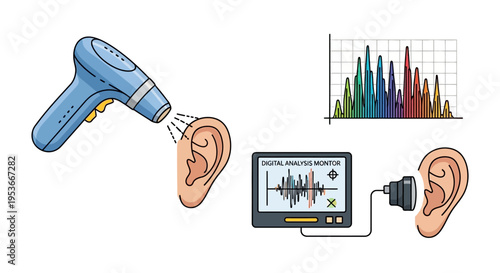 Hearing test with audiometer equipment.