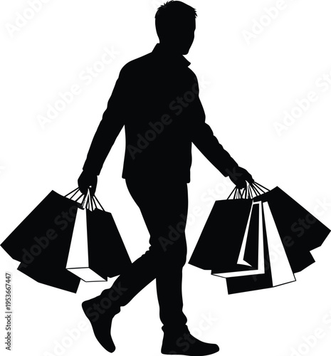shopping man silhouette vector isolated