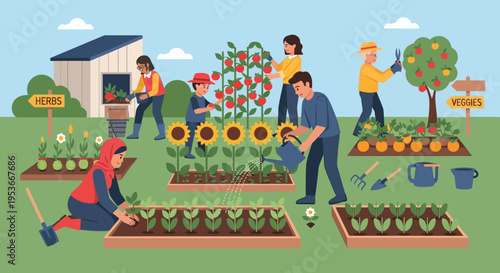People Working in a Garden Together.
