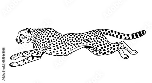 Running cheetah vector isolated, wild spotted cat sprinting for wildlife and nature projects