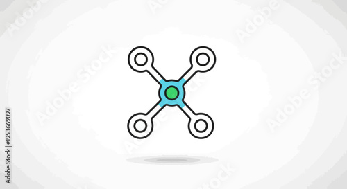 Quadcopter Drone Icon Illustration. Modern Unmanned Aerial Vehicle (UAV) Symbol. Technology, Delivery, Surveillance Concept.