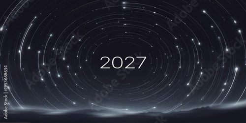 Blue glowing spiral galaxy in deep space with circular light patterns and futuristic digital energy design