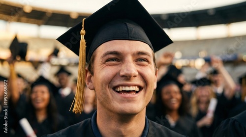 Graduate Student Smiling Graduation Ceremony Success
