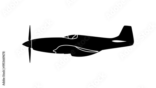 airplane Mustang, black isolated silhouette