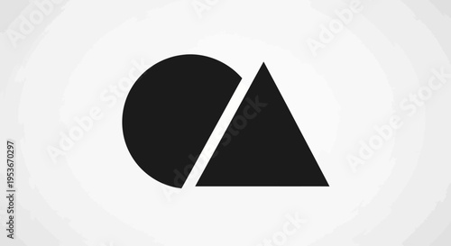 Minimalist Abstract Black Geometric Shapes: Overlapping Circle and Triangle Design on a Clean Light Background