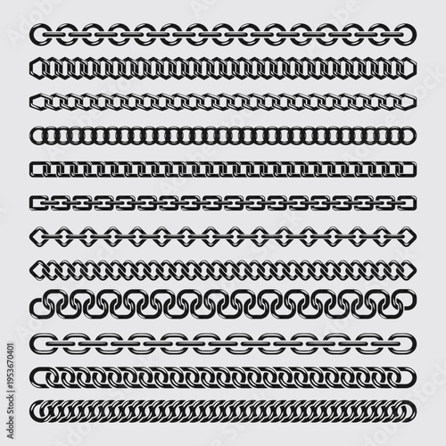 Set of Various Vector Chain Patterns