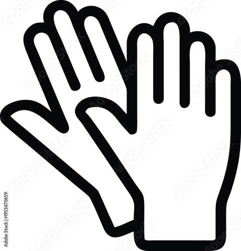 Overlapping black outline gloves on white background