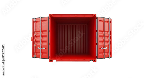open ship container, isolated with white backround, high resolution and maximum details