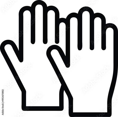 Pair of black outline gloves on white background hand protection