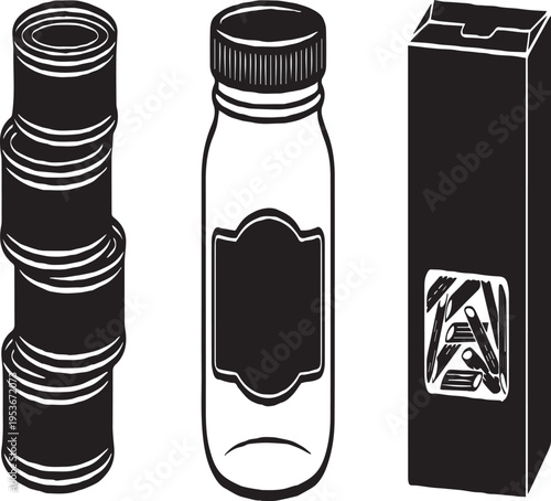 Canned Food Silhouettes Pantry Staple Vectors