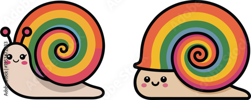 Cute colorful spiral snail cartoon illustration