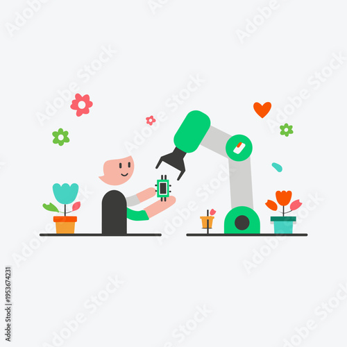 Collaborative Robot and Human Technician Assembling Electronics