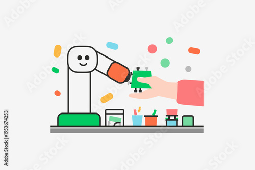 Collaborative Robot and Human Technician Assembling Electronics